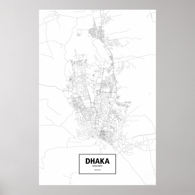 Pôster Daca, Bangladesh (preto no branco) (Frente)
