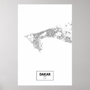 Pôster Dacar, Senegal (preto no branco)