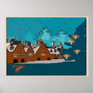 Pôster Dachshances na vila de inverno,