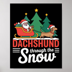 Poster Dachshund Através Dos Papais noeis De Natal Festiv