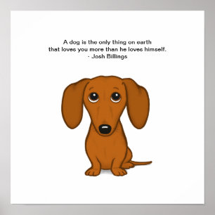Poster Dachshund bonito com citações dos faturamentos d