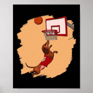Poster Dachshund Chiweenie Wiener Dog Jogando Bysketbyll