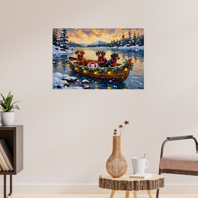 Poster Dachshund Christmas Boat Holiday (Sala de Estar 3)