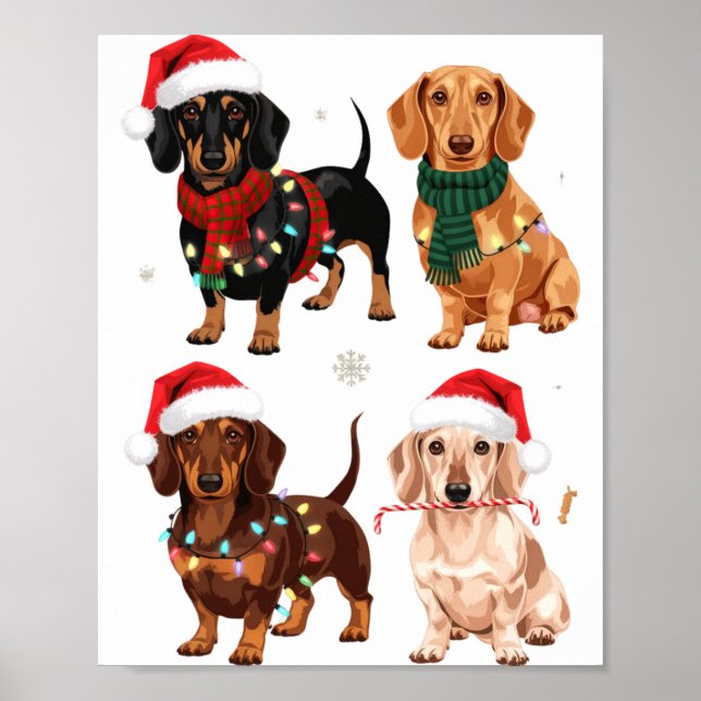 Poster Dachshund Christmas Dog Mom Lover Xmas Gift  (Frente)