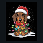 Poster Dachshund Christmas Lights Santa Hog Lover Hol<br><div class="desc">Feriado de Natal Dachshund Luzes de Papai Noel Feriado</div>