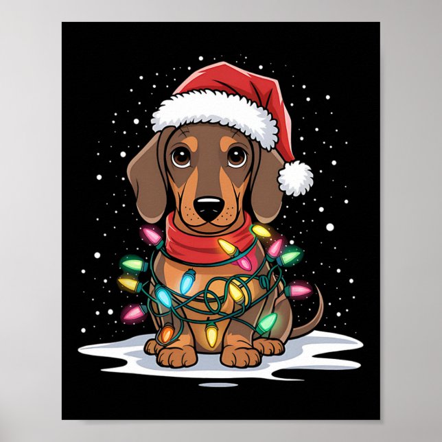 Poster Dachshund Christmas Lights Santa Hog Lover Hol (Frente)