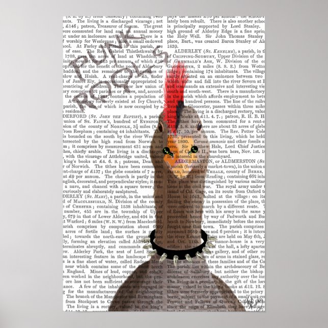 Poster Dachshund com Chapéu Azul e bigode Azul (Frente)