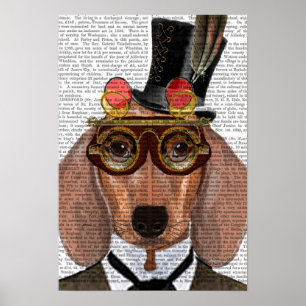Poster Dachshund com chapéu e óculos