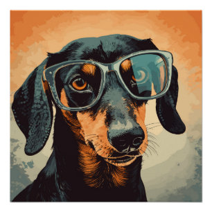 Pôster Dachshund de Óculos