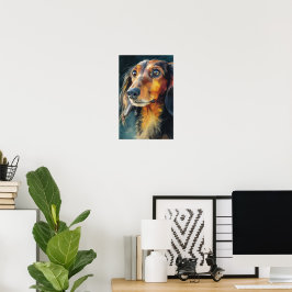Poster Dachshund de pelo longo closeup
