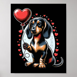 Poster Dachshund Dia dos Namorados Proprietário de Cachor