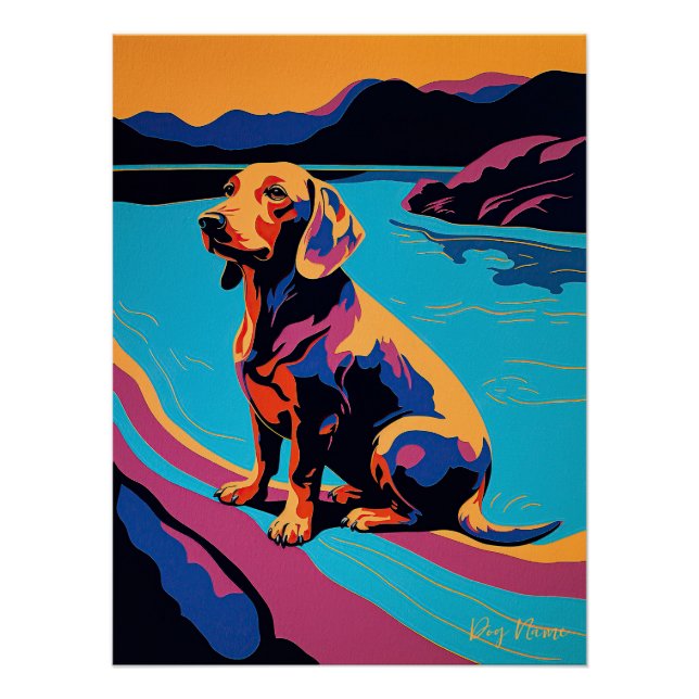 Pôster Dachshund Dog 004 - Bruno Pokopen (Frente)