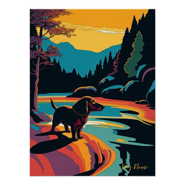 Pôster Dachshund Dog 005 - Bruno Pokopen (Frente)