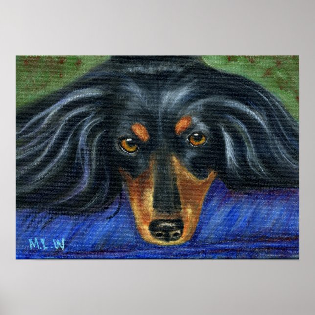 Pôster Dachshund Dog Break Art - Hallie (Frente)