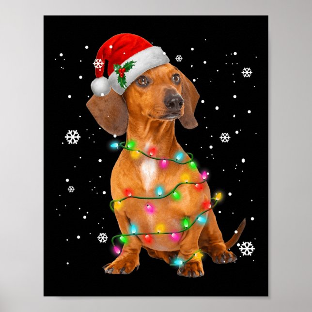 Poster Dachshund Dogs Natal Em Árvore Presentes Para Pet (Frente)