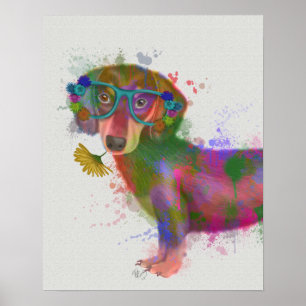 Poster Dachshund e Óculos - Lixeira