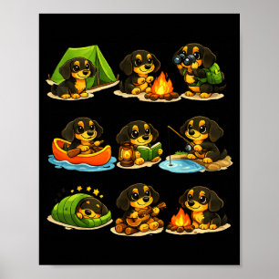 Poster Dachshund engraçado acampando cachorro fofo fazend