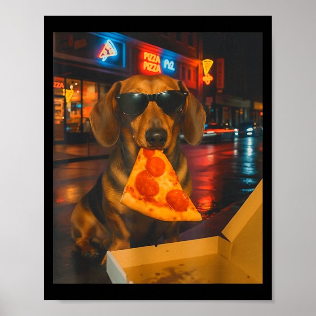 Poster Dachshund engraçado e legal com meme de fatia de p (Frente)