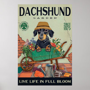 Poster Dachshund Gardening oferece citações engraçadas
