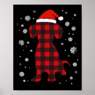 Poster Dachshund Gorro de Papai Noel Amante de Cachorro N