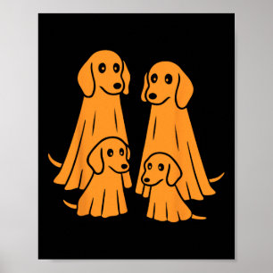Poster Dachshund Halloween Ghost Family Engraçado Cão