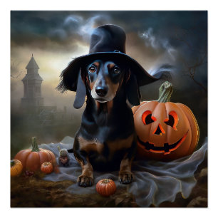 Pôster Dachshund Halloween Scary