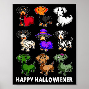 Poster Dachshund Happy Halloweiner Diversão Halloween Cãe