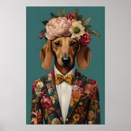 Poster Dachshund In Suit Poster, Dachshund Portrait