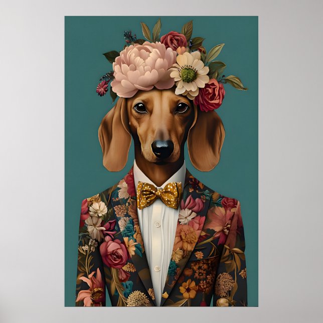 Poster Dachshund In Suit Poster, Dachshund Portrait (Frente)