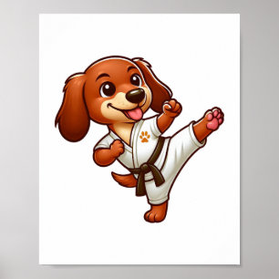 Poster Dachshund karate artes marciais chute alto