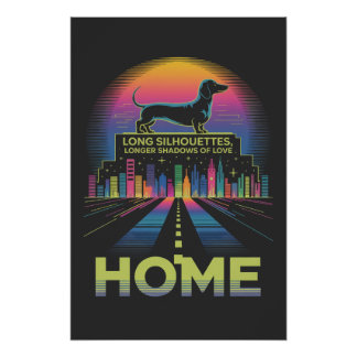 Pôster Dachshund Long Silhouettes, Longer Shadows Of Love