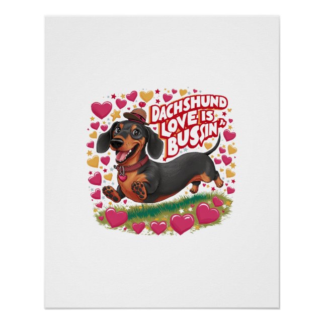 Pôster Dachshund Love Is Bussin (Frente)