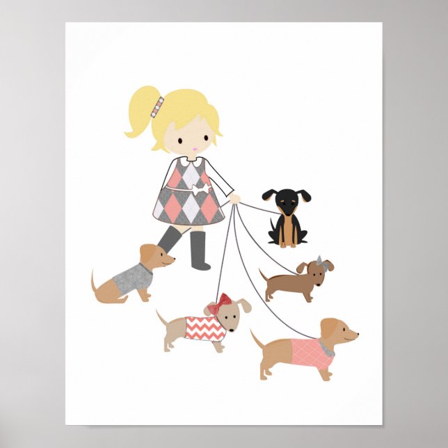 Pôster Dachshund Nursery Wall Art (Frente)