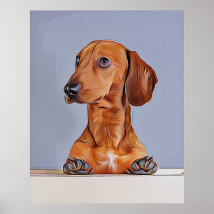 Poster Dachshund Olhando Para Longe O Cachorro De Doxo An