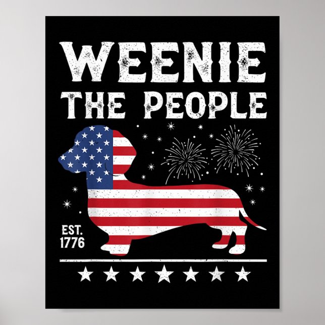 Poster Dachshund Salsicha O Povo Engraçado Bandeira Ameri (Frente)