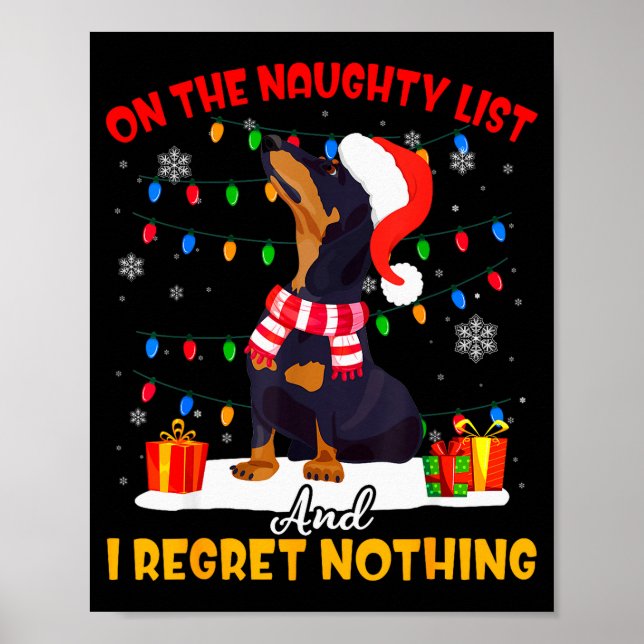 Poster Dachshund Santa On The Naughty List Dachshund Chri (Frente)