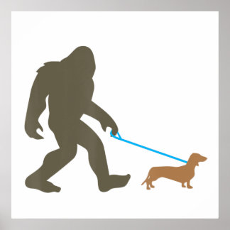 Poster Dachshund Sasquatch Doxie Dog Gift Andando Pé Gran