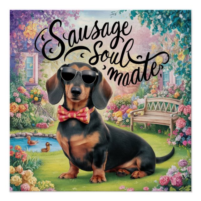 Pôster Dachshund Sausage Soulmate (Frente)