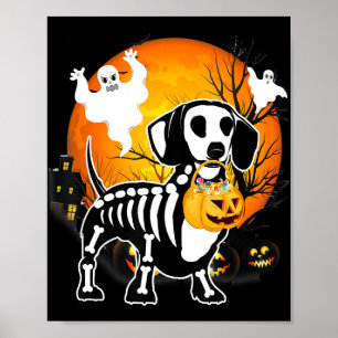 Poster Dachshund Skeleton Halloween Feliz Presente de Ab