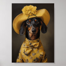 Dachshund sofisticado em amarelo