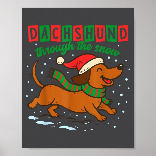 Poster Dachshund Through The Snow Funny Christmas Wiener  (Frente)