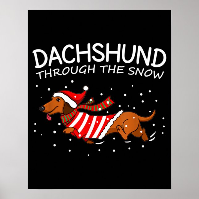 Poster Dachshund Through The Snow Funny Dog Christmas (Frente)