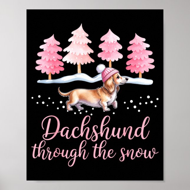 Poster Dachshund Through The Snow Wiener Dog Christmas  (Frente)