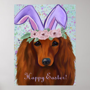 POSTER DACHSHUND VERMELHO