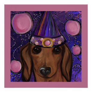 Pôster Dachshund Vermelho