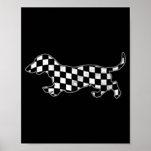 Poster Dachshund Xadrez Cachorro Retro Corrida Cachorro V