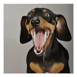 Pôster Dachshund Yawning Dachshund Birthday Poster