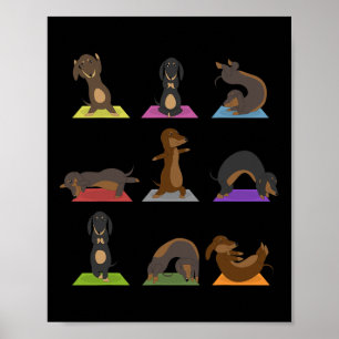 Poster Dachshund Yoga Engraçado Amante de Cão Meditação Z