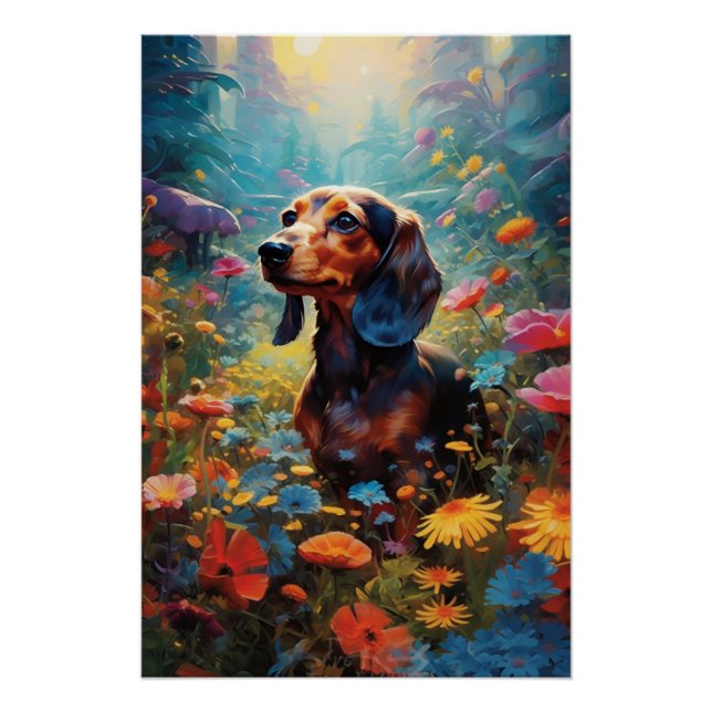 Pôster Dachshund's Garden Delight (Frente)