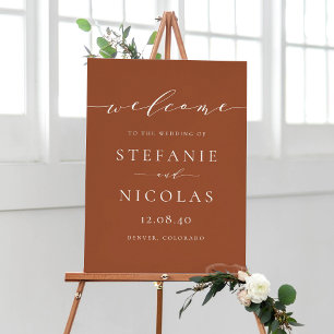 Poster Dacil Script Terracotta Wedding Welcome